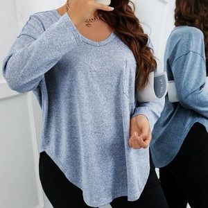 Asymmetrical Hem Long Sleeve Tee